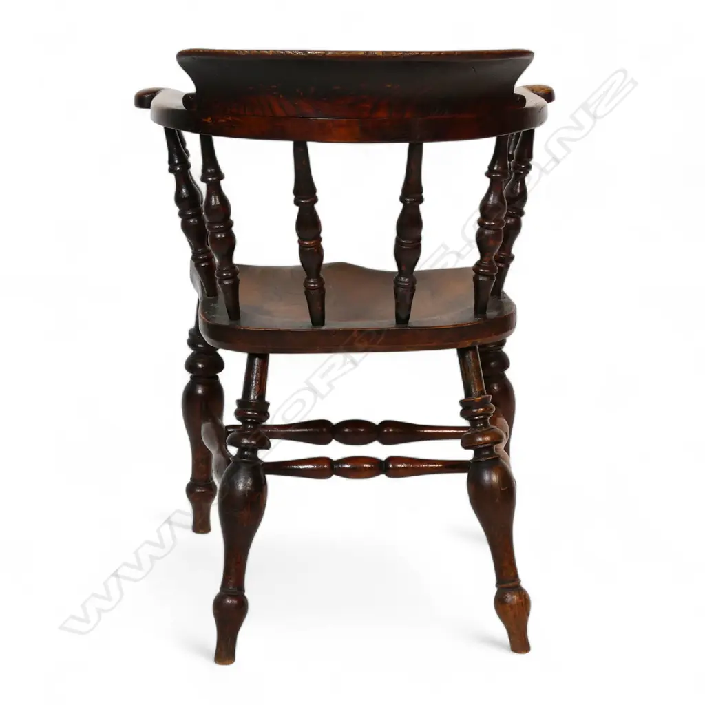 A Victorian elm/beech 'smoker's' bow elbow chair, Image 1++